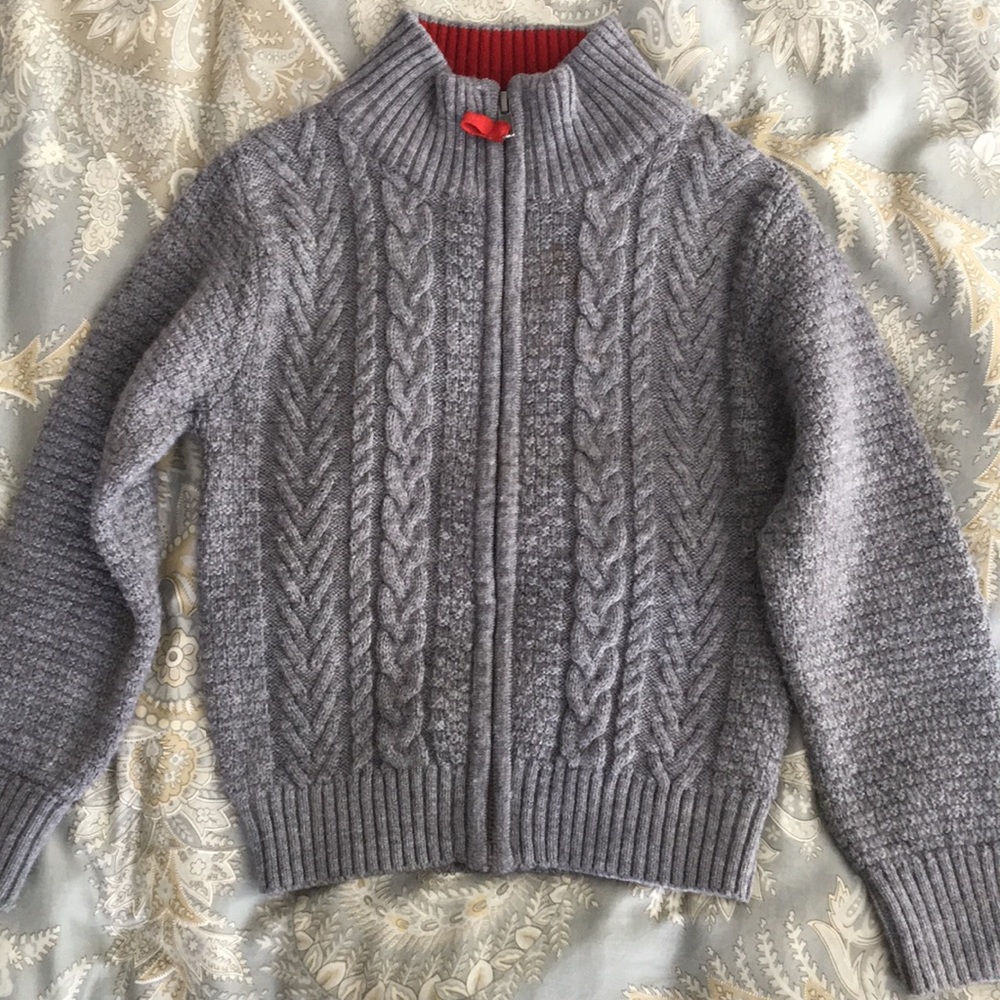 Boys grey zippered cable knit cardigan